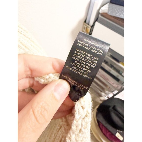 Unreal Fur Cream Chunky Knit Cardigan Ribbed Open Front Shawl Collar Small - Picture 4 of 6